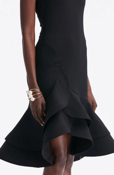 Shop Oscar De La Renta Tiered Ruffle Halter Dress In Black