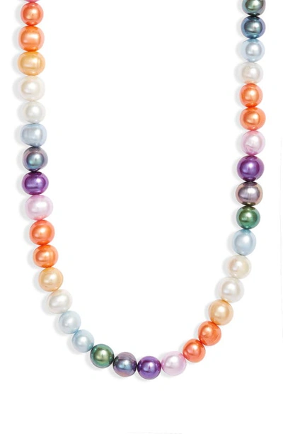 Shop Vidakush Multicolor Freshwater Pearl Necklace In Multi/ Gold