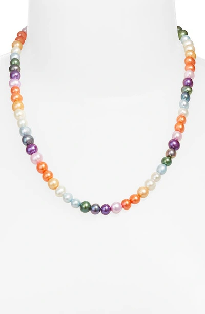 Shop Vidakush Multicolor Freshwater Pearl Necklace In Multi/ Gold