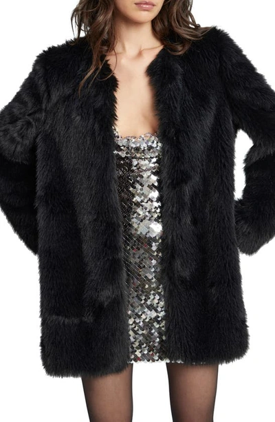 Shop Bardot Logan Faux Fur Coat In Black