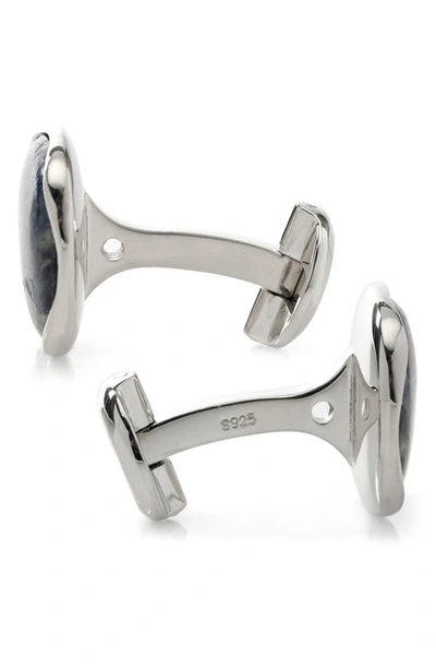 Cufflinks, Inc Men's Ox And Bull Trading Co. Sterling Silver & Pietersite Cufflinks In Navy