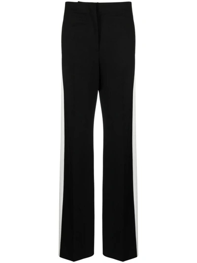 Shop Msgm Contrasting-trim Wide-leg Trousers In Black
