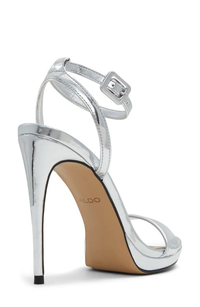 Aldo Kat Ankle Strap Platform Sandal In Silver
