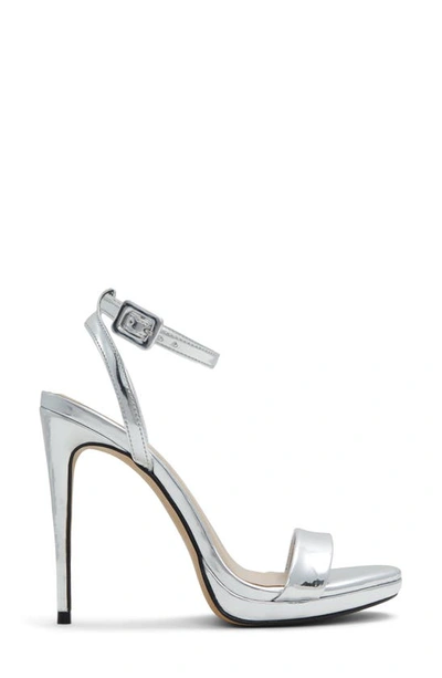 Aldo Kat Ankle Strap Platform Sandal In Silver
