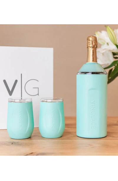 Shop Vinglace Vinglacé Wine Bottle Chiller & Tumbler Gift Set In Sea Glass