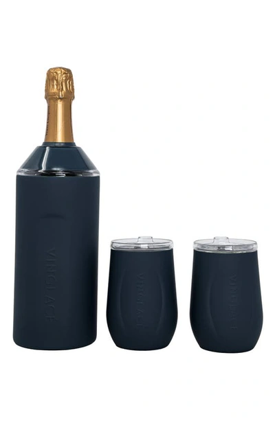 Shop Vinglace Wine Bottle Chiller & Tumbler Gift Set In Black