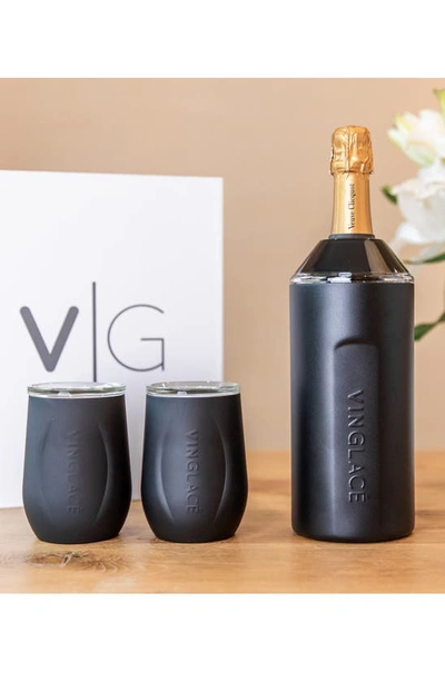 Shop Vinglace Wine Bottle Chiller & Tumbler Gift Set In Black