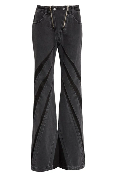 Shop Dion Lee Darted Inset Dual Zip Flare Jeans In Black