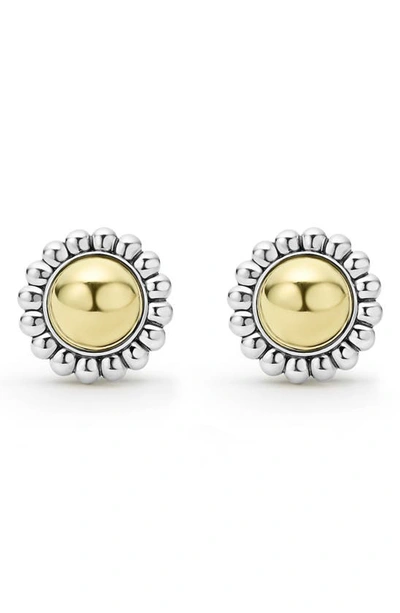 Shop Lagos High Bar Caviar Round Earrings In Two-tone