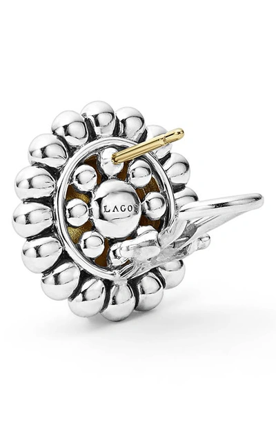 Lagos 18k Yellow Gold & Sterling Silver High Bar Round Framed Stud Earrings In Two-tone