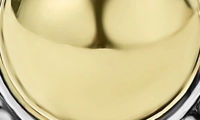 Lagos 18k Yellow Gold & Sterling Silver High Bar Round Framed Stud Earrings In Two-tone