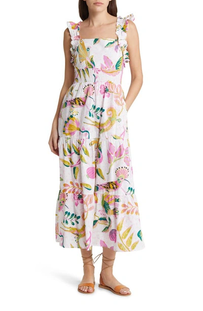 Shop Banjanan Harriet Print Ruffle Maxi Dress In Muse Spring