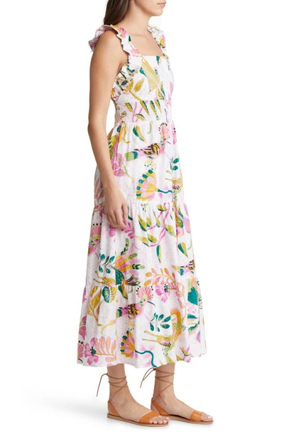 Shop Banjanan Harriet Print Ruffle Maxi Dress In Muse Spring