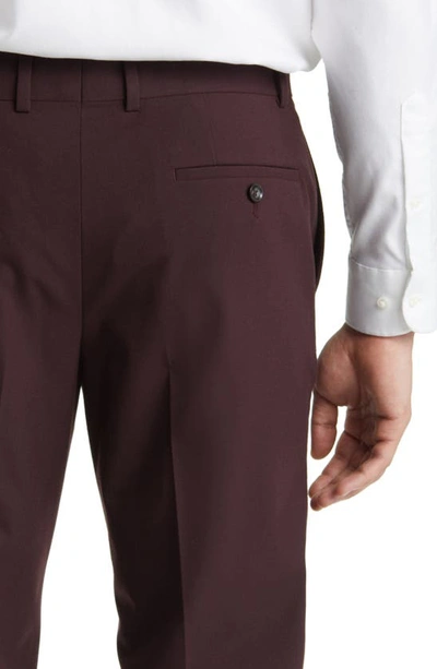 Shop Nordstrom Trim Fit Flat Front Stretch Trousers In Burgundy Royale