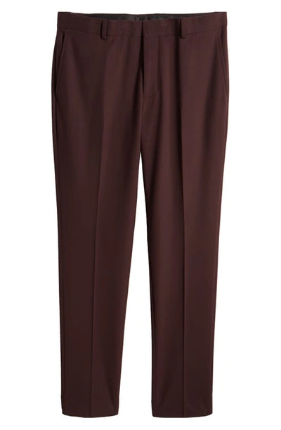 Shop Nordstrom Trim Fit Flat Front Stretch Trousers In Burgundy Royale