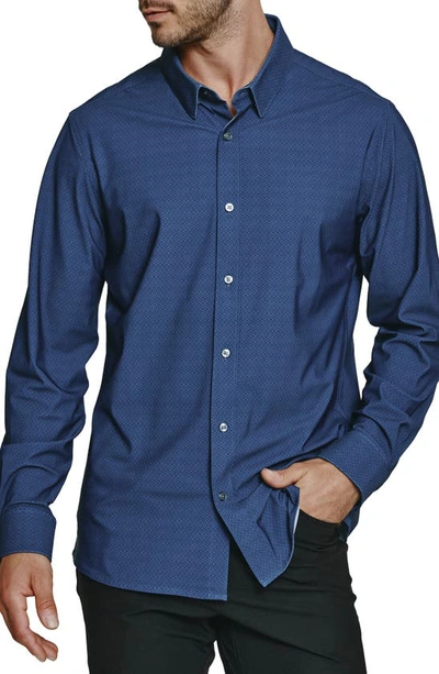 Shop 7 Diamonds Dale Medallion Print Performance Button-up Shirt In Navy