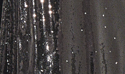 Shop Ming Wang Bell Sleeve Sequin Shift Minidress In Black
