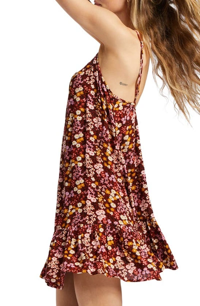 Shop Billabong Beach Vibes Floral Cover-up Dress In Deep Sienna