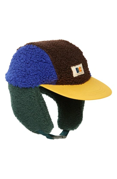 Shop Bobo Choses Kids' Colorblock Faux Shearling Trapper Hat In Blue