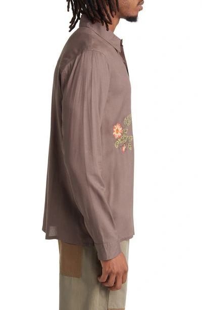 Shop Native Youth Embroidered Button-up Shirt In Brown