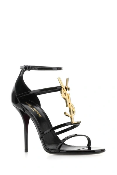 Shop Saint Laurent Woman Black Leather Cassandra Sandals