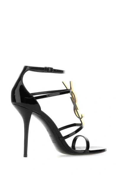 Shop Saint Laurent Woman Black Leather Cassandra Sandals