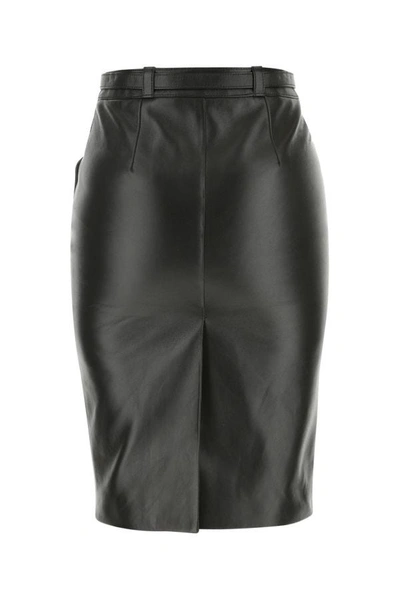 Shop Saint Laurent Woman Black Nappa Leather Skirt