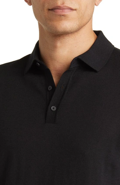 Shop Hugo Boss Lancione Wool Polo Sweater In Black