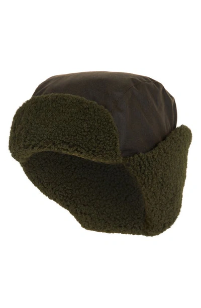 Shop Barbour Morar Wax Cotton Trapper Hat In Olive