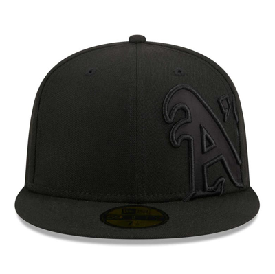 Shop New Era Black Oakland Athletics Satin Peek 59fifty Fitted Hat