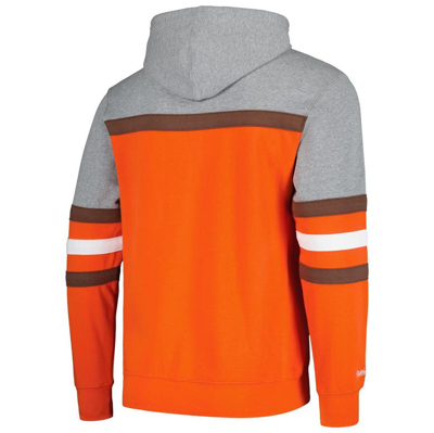 Shop Mitchell & Ness Orange/heather Gray Cleveland Browns Head Coach Pullover Hoodie