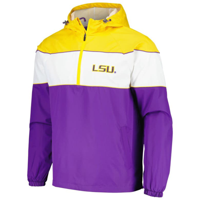 G-iii Sports By Carl Banks Purple Lsu Tigers Center Line Half-zip Raglan Hoodie Jacket In Purple