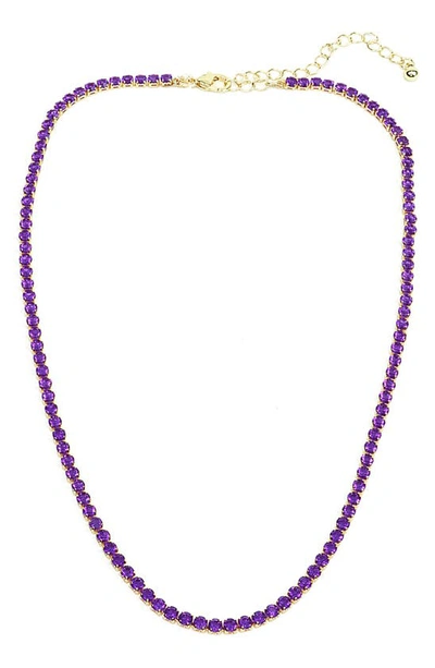 Shop Panacea Crystal Tennis Necklace In Purple