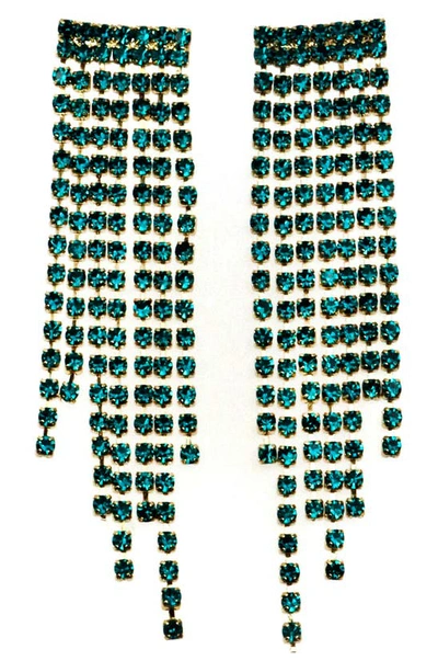 Shop Panacea Crystal Fringe Drop Earrings In Green