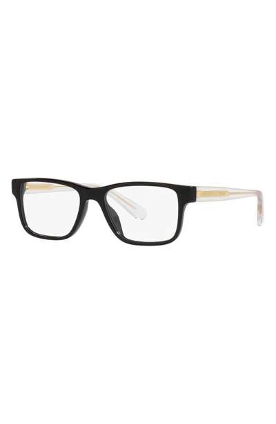 Versace 47mm Rectangular Optical Glasses In Black