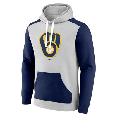 Shop Fanatics Branded Gray/navy Milwaukee Brewers Arctic Pullover Hoodie