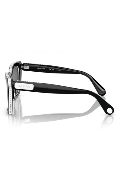 Swarovski Crystal-embellished Rectangle-frame Sunglasses In Black