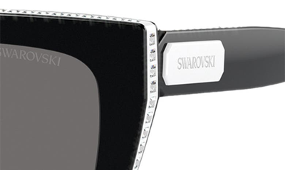 Swarovski Crystal-embellished Rectangle-frame Sunglasses In Black