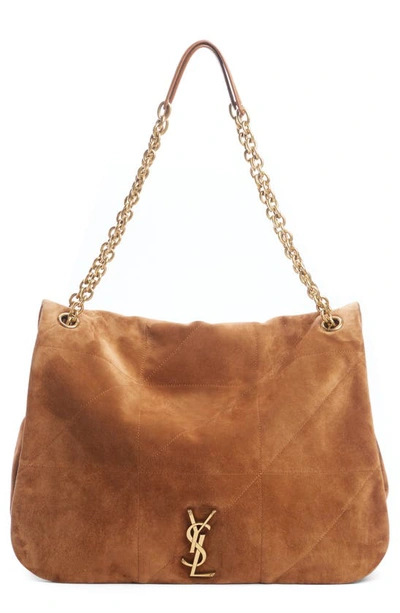 Shop Saint Laurent Jamie 4.3 Patchwork Suede Shoulder Bag In Brown Caramel