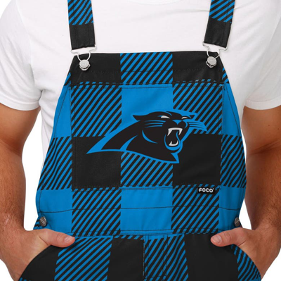 Shop Foco Blue Carolina Panthers Big Logo Plaid Overalls