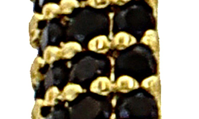 Shop Panacea Crystal Pavé Geometric Hoop Earrings In Black