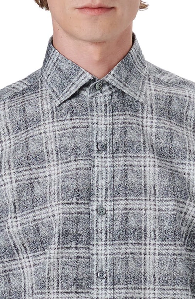 Shop Bugatchi Shaped Fit Plaid Stretch Cotton Button-up Shirt In Cement