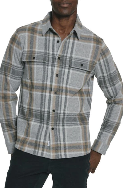 Shop 7 Diamonds Generation Plaid Stretch Flannel Button-up Overshirt In Grey