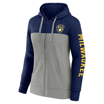 Shop Fanatics Branded Navy/gray Milwaukee Brewers City Ties Hoodie Full-zip Sweatshirt