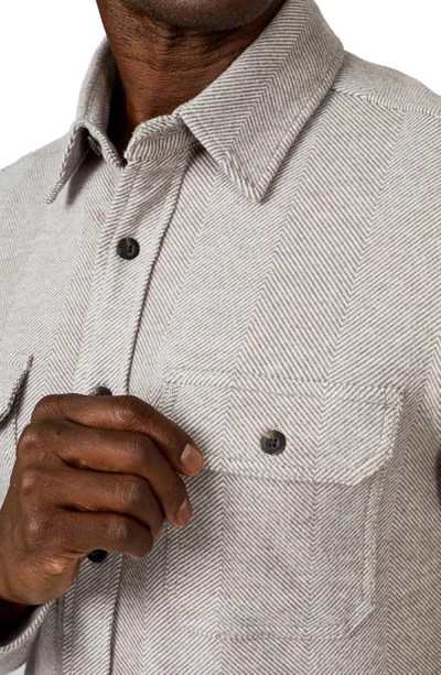 Shop 7 Diamonds Generation Herringbone Stretch Button-up Shirt In Taupe