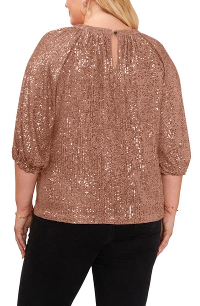 Shop Vince Camuto Sequin Keyhole Top In Foxtrot