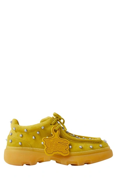 Shop Burberry Creeper Stud Faux Suede Oxford In Manilla