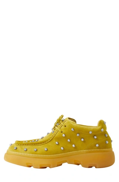 Shop Burberry Creeper Stud Faux Suede Oxford In Manilla