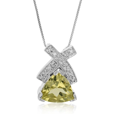 Shop Vir Jewels 1.80 Cttw Pendant Necklace, Lemon Quartz Trillion Shape Pendant Necklace For Women In .925 Sterling  In Green