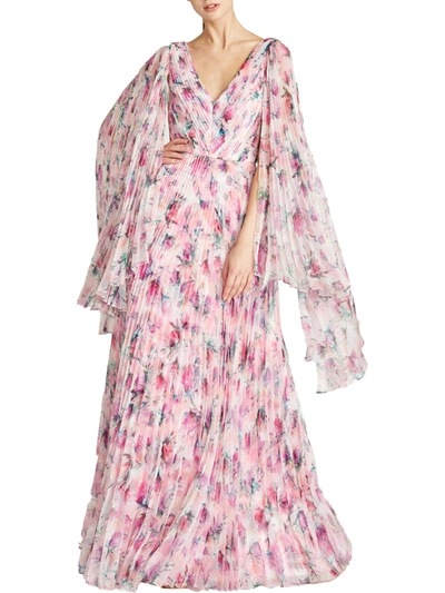 Shop Theia Womens Silk Blend Maxi Evening Dress In Pink